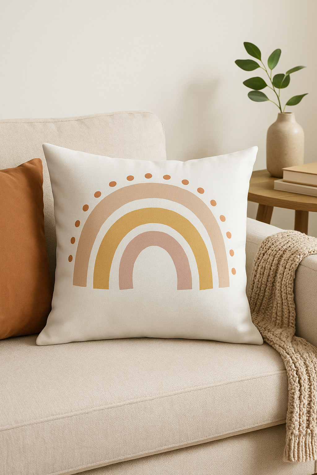 housse de coussin décorative arc-en-ciel dessin animé pour canapé - vue 3 sur 2