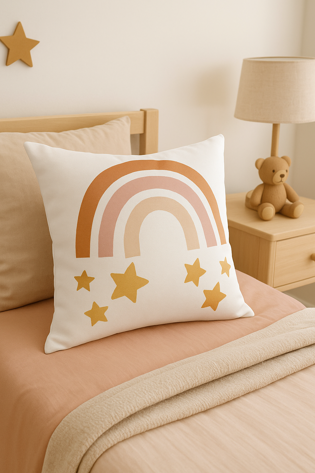 housse de coussin décorative arc-en-ciel et géométrique - vue 3 sur 2