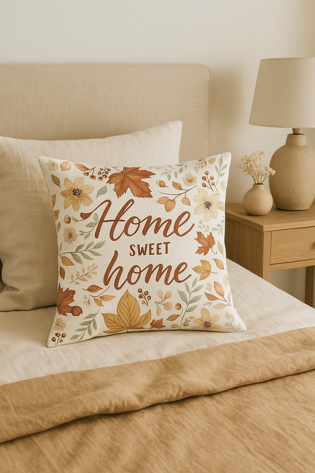 housse de coussin décorative automnale motif love and home