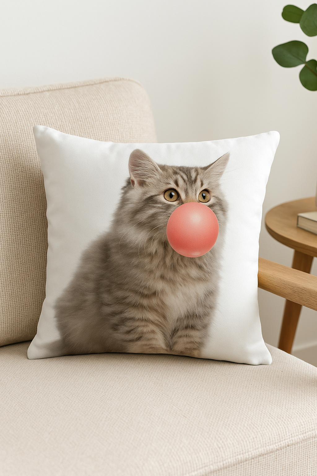housse de coussin décorative avec motif chat mignon