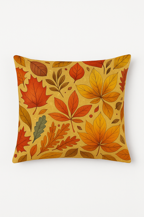 housse de coussin décorative feuilles d'automne et citrouilles