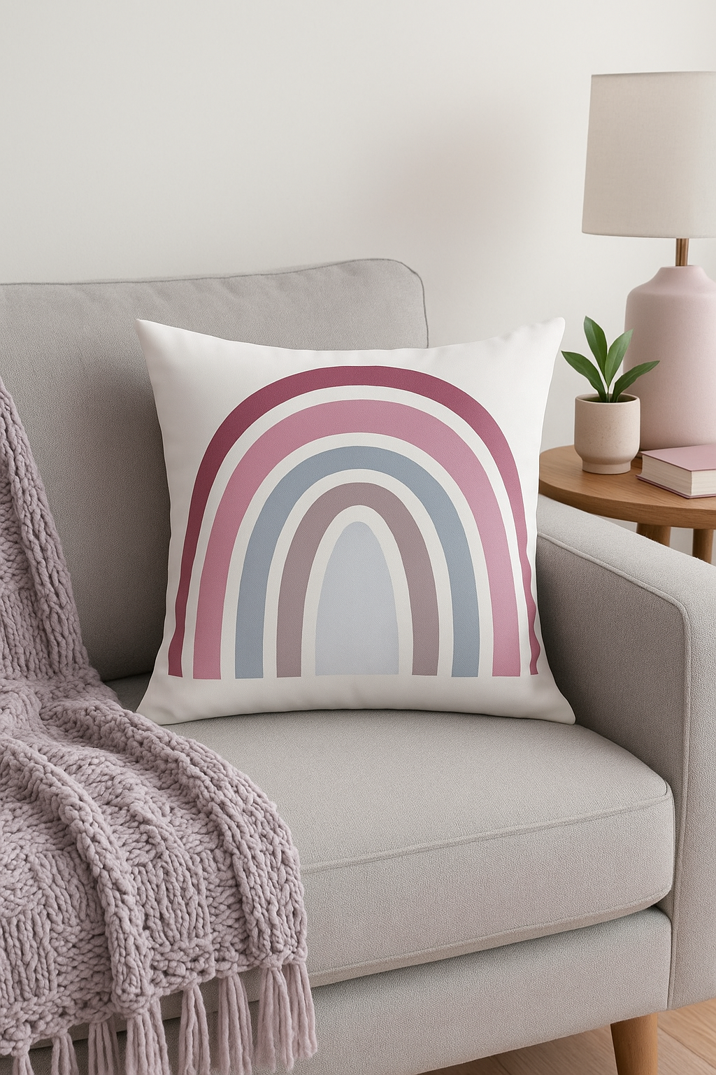 housse de coussin décorative imprimé arc-en-ciel géométrique cartoon - vue 3 sur 2