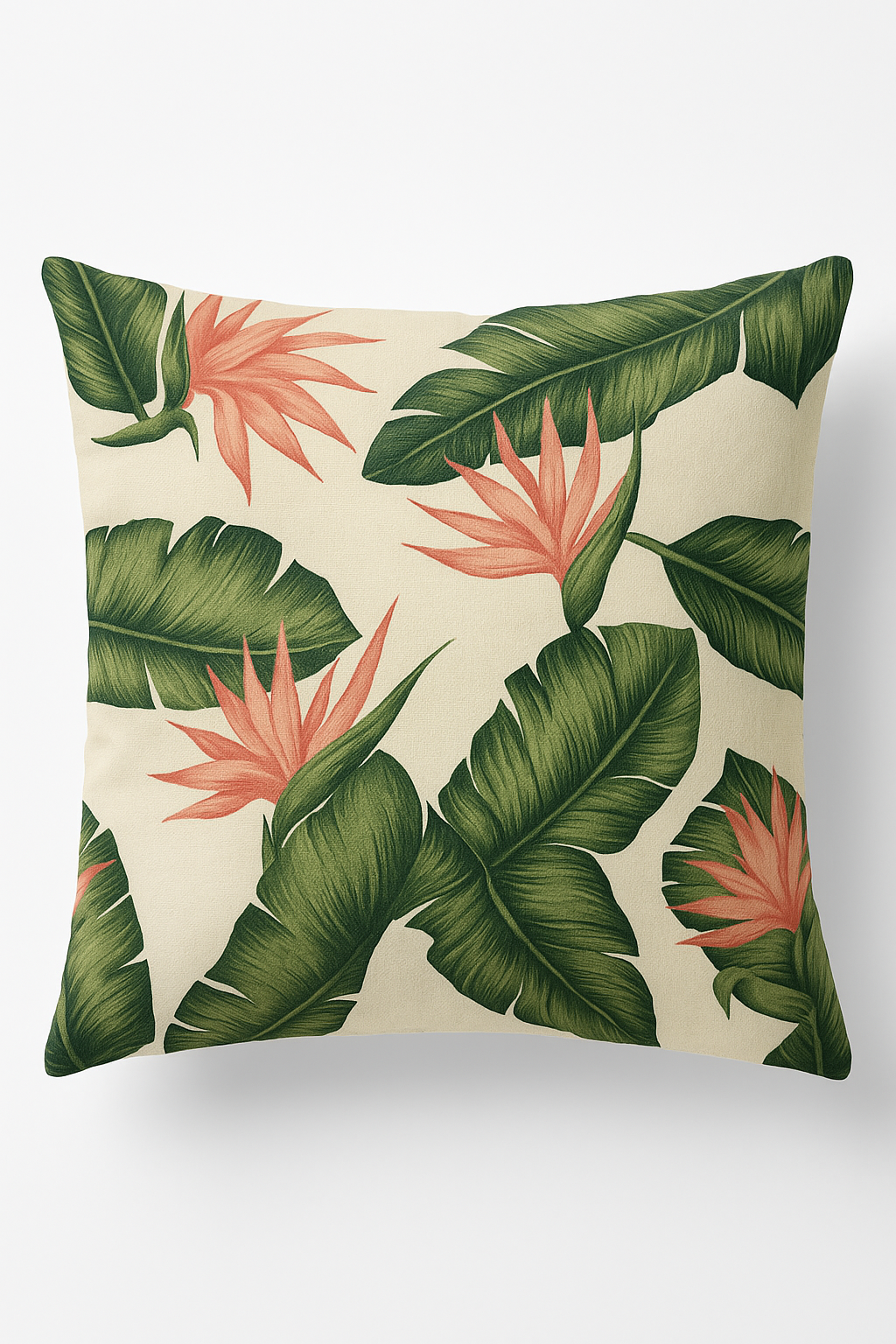 housse de coussin décorative motif cactus et plantes tropicales