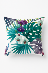 housse de coussin décorative motif cactus et plantes tropicales