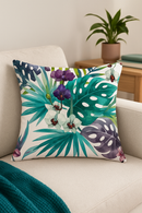 housse de coussin décorative motif cactus et plantes tropicales