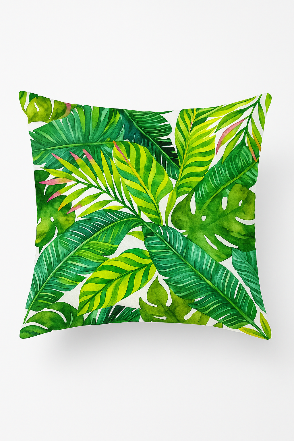 housse de coussin décorative motif cactus et plantes tropicales