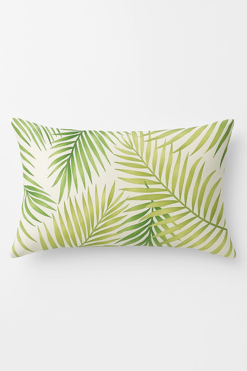 housse de coussin décorative motif feuilles tropicales vertes 30 x 50 cm