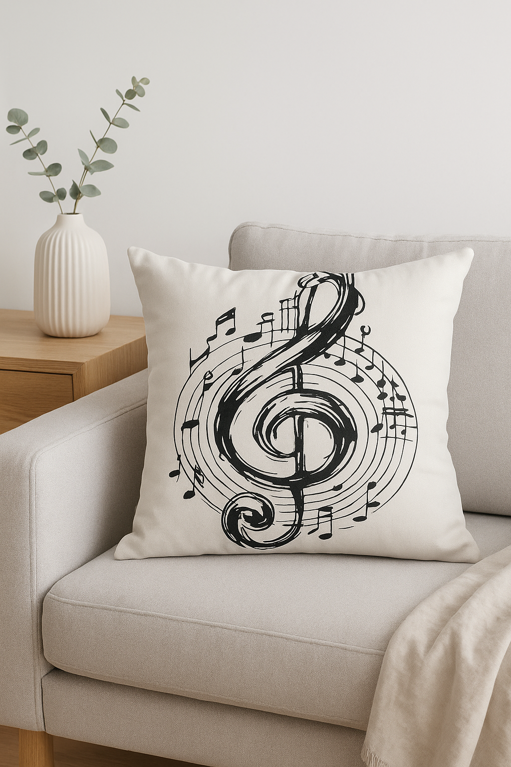 housse de coussin décorative notes de musique pour intérieur ou voiture