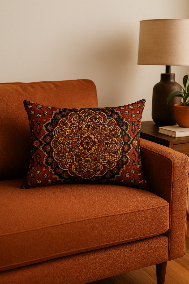 housse de coussin ethnique vintage motif mandala décoratif