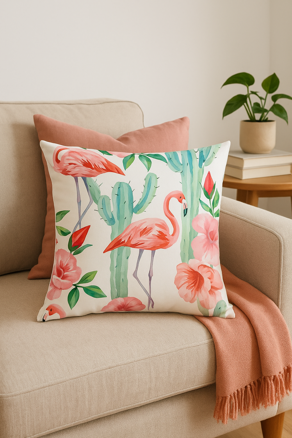 housse de coussin flamant rose tropical 45 cm pour décor créatif - vue 3 sur 2
