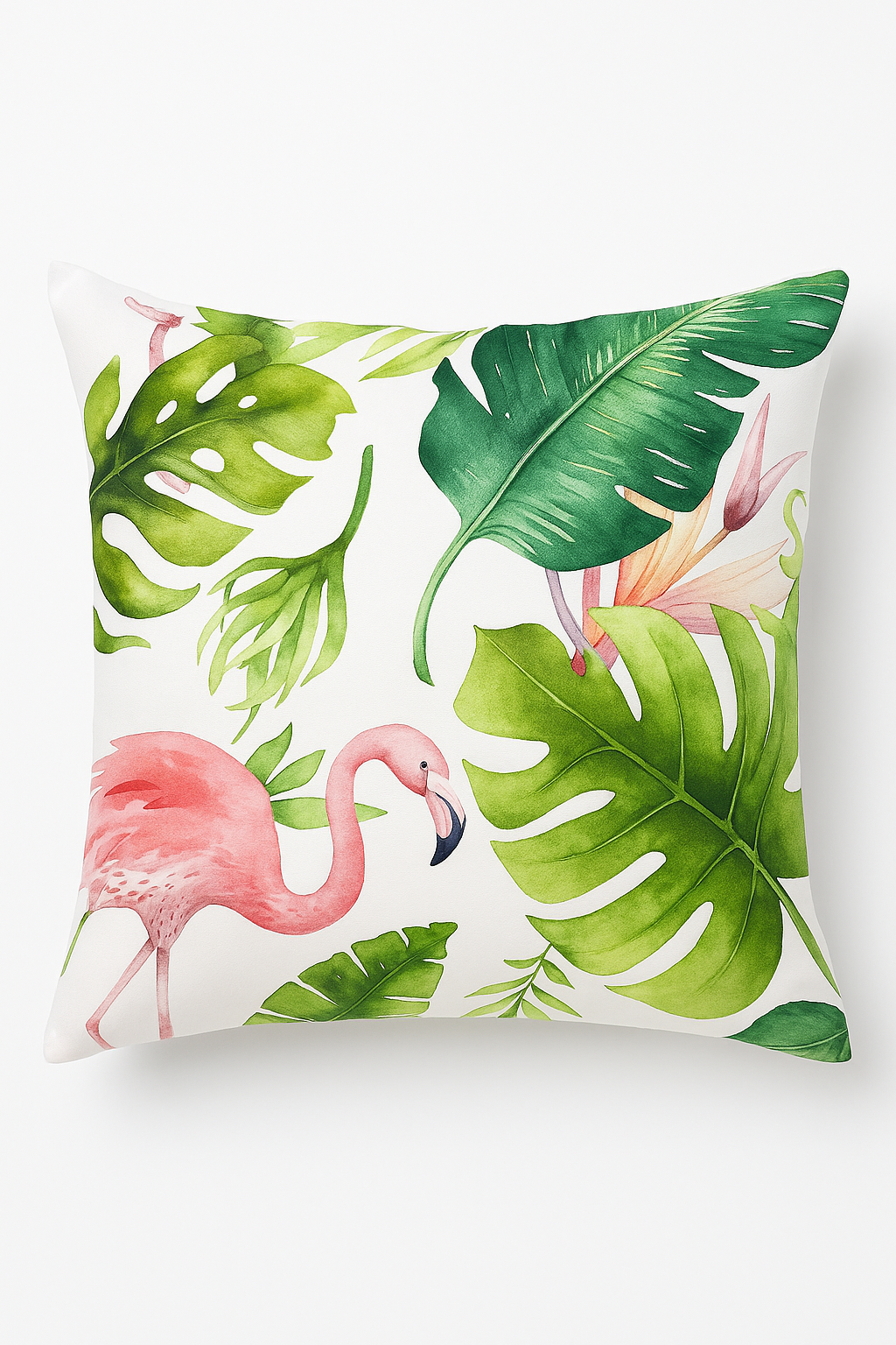 housse de coussin flamant rose tropical 45x45 cm décor créatif