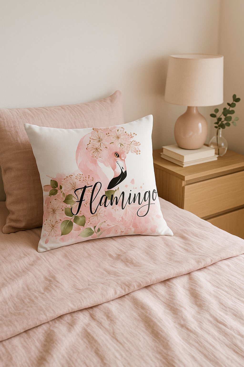 housse de coussin flamant rose tropical 45x45 cm décor créatif - vue 3 sur 2