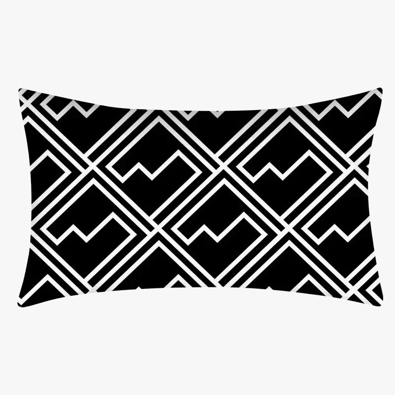 housse de coussin géométrique noir et blanc simple