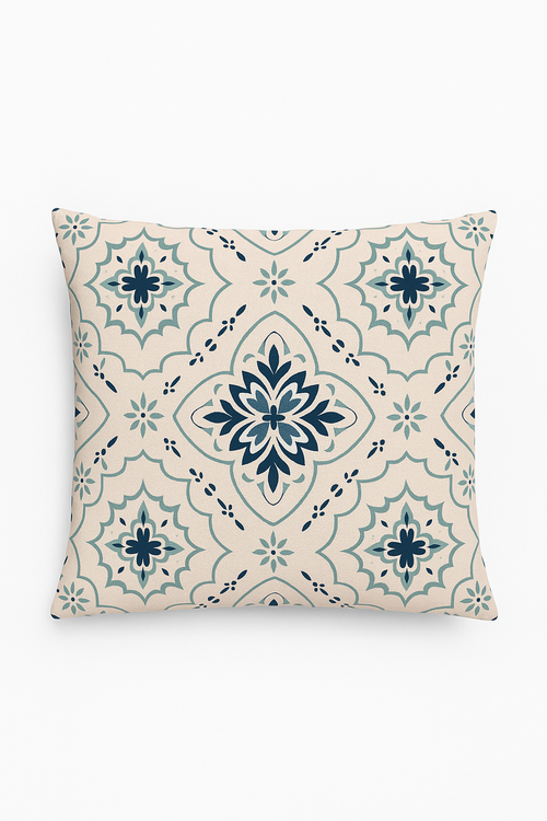 housse de coussin géométrique bleu foncé pour décoration intérieure