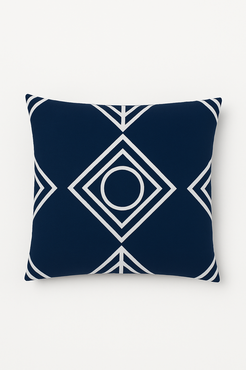 housse de coussin géométrique bleu foncé pour décoration intérieure