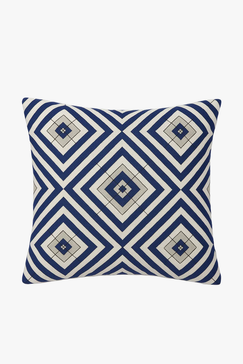 housse de coussin géométrique bleu foncé pour décoration intérieure