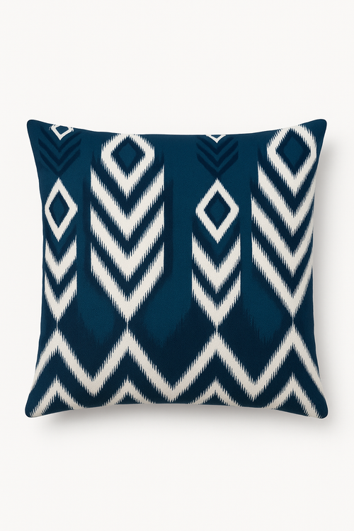 housse de coussin géométrique bleu foncé pour décoration intérieure