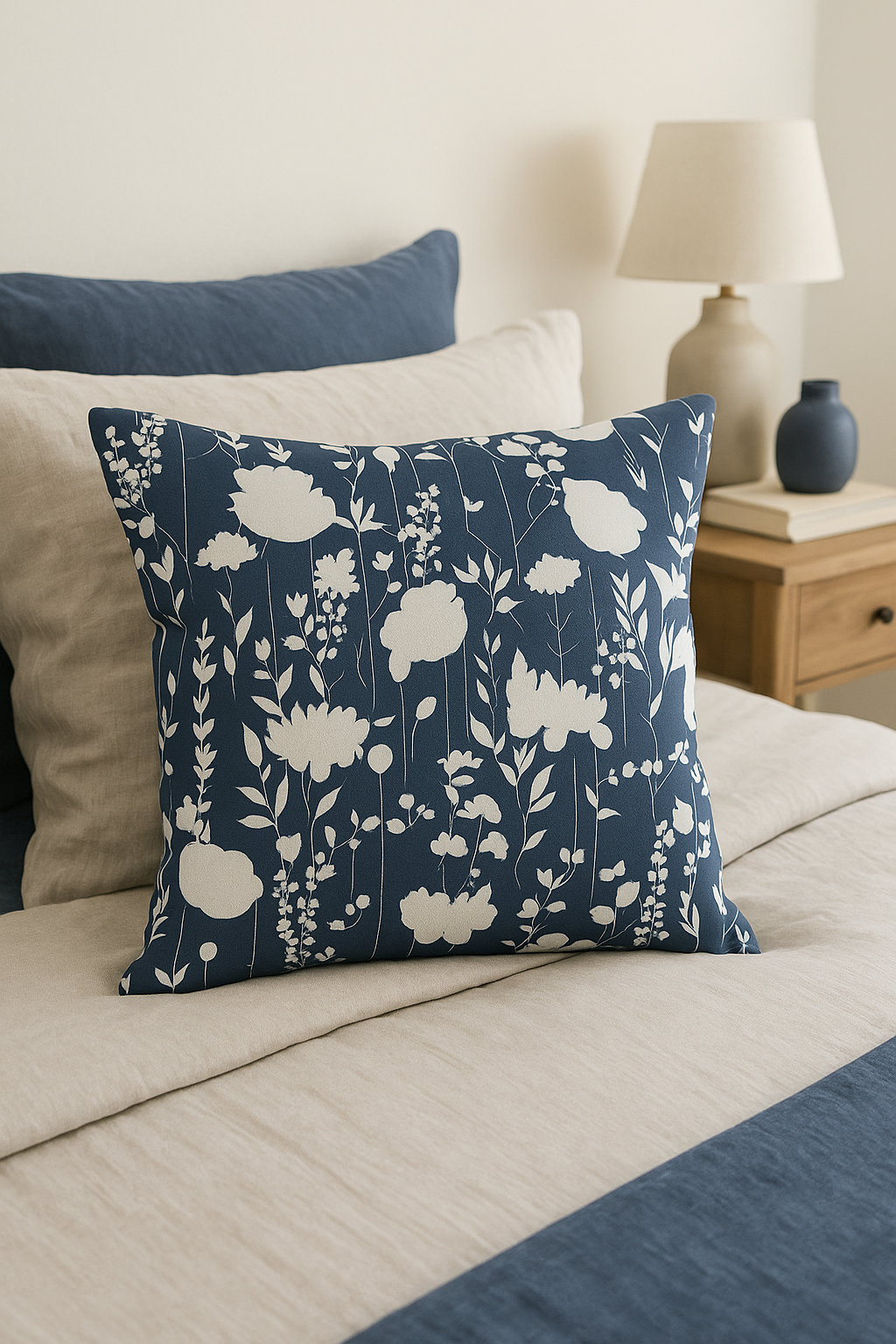 housse de coussin géométrique bleu marine style nordique élégant
