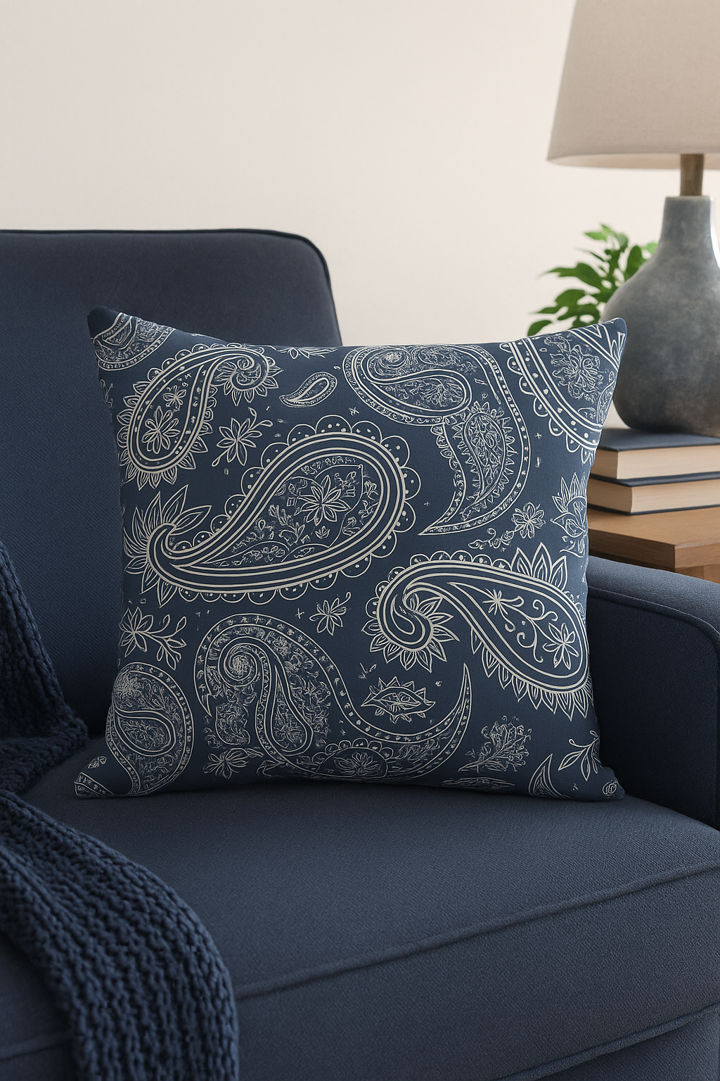housse de coussin géométrique bleu marine style nordique élégant