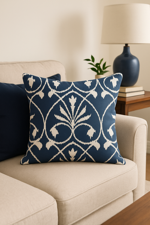 housse de coussin géométrique bleu marine style nordique élégant
