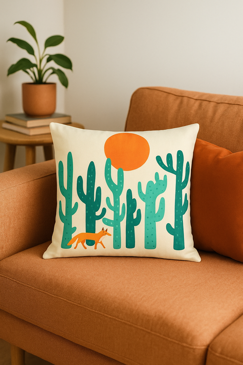 housse de coussin géométrique fleurs sauvages colorées design moderne