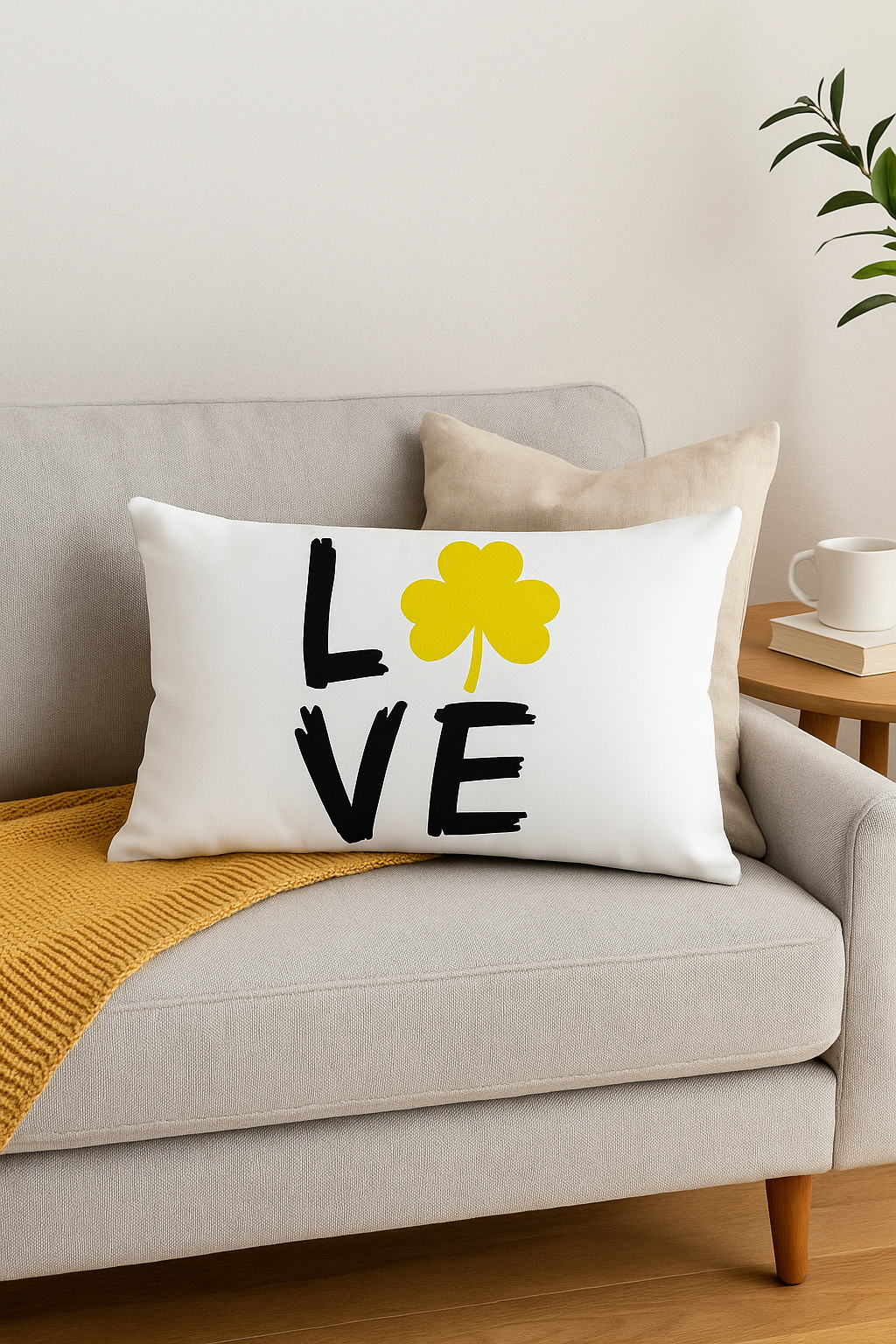 housse de coussin géométrique jaune pour décoration intérieure