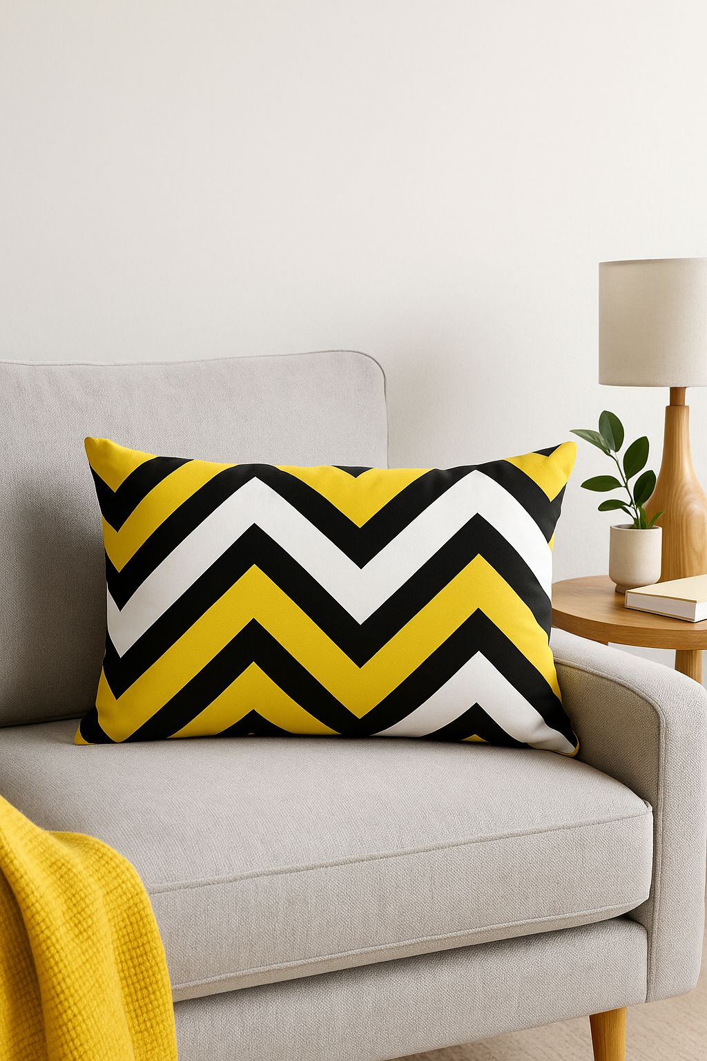 housse de coussin géométrique jaune pour salon et chambre