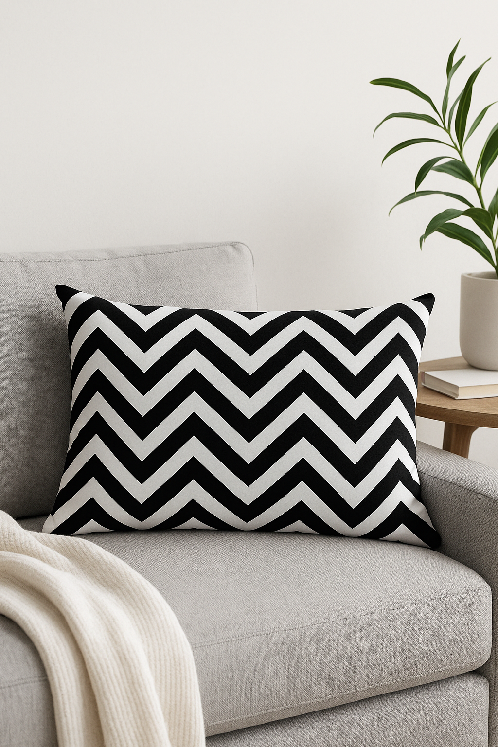 housse de coussin géométrique marbrée noir et blanc 30 x 50 cm