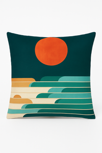 housse de coussin géométrique motifs floraux colorés et peau de pêche