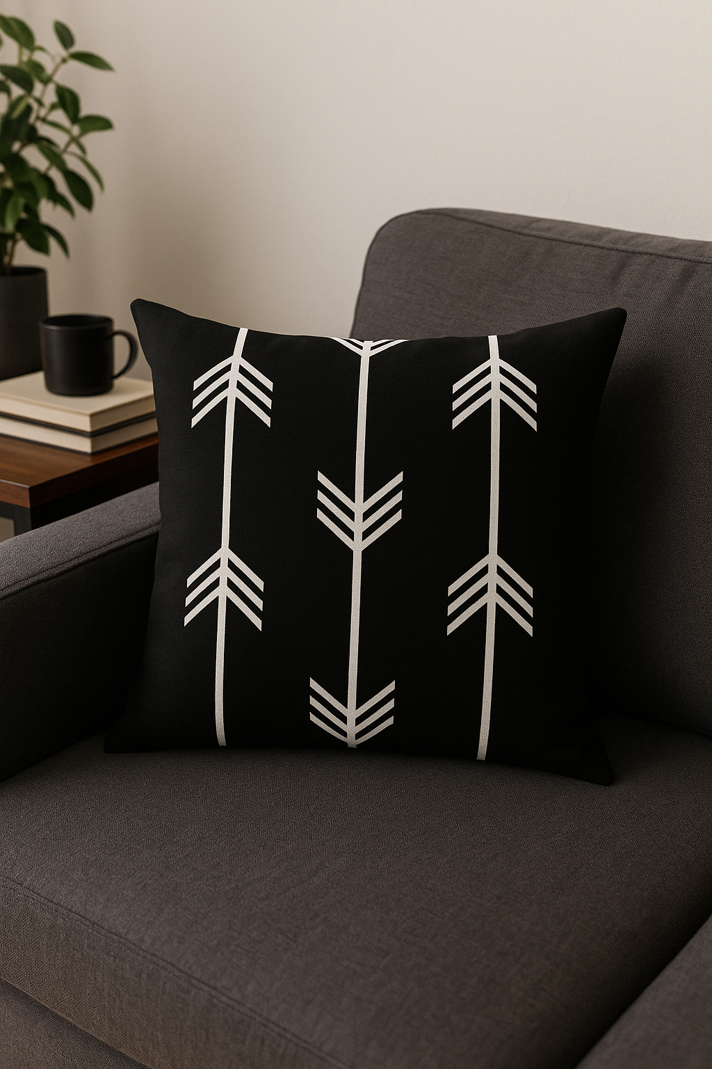 housse de coussin géométrique noir et blanc pour décoration intérieure