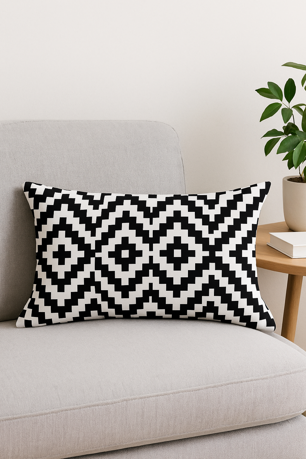 housse de coussin géométrique noir et jaune 30 x 50 cm