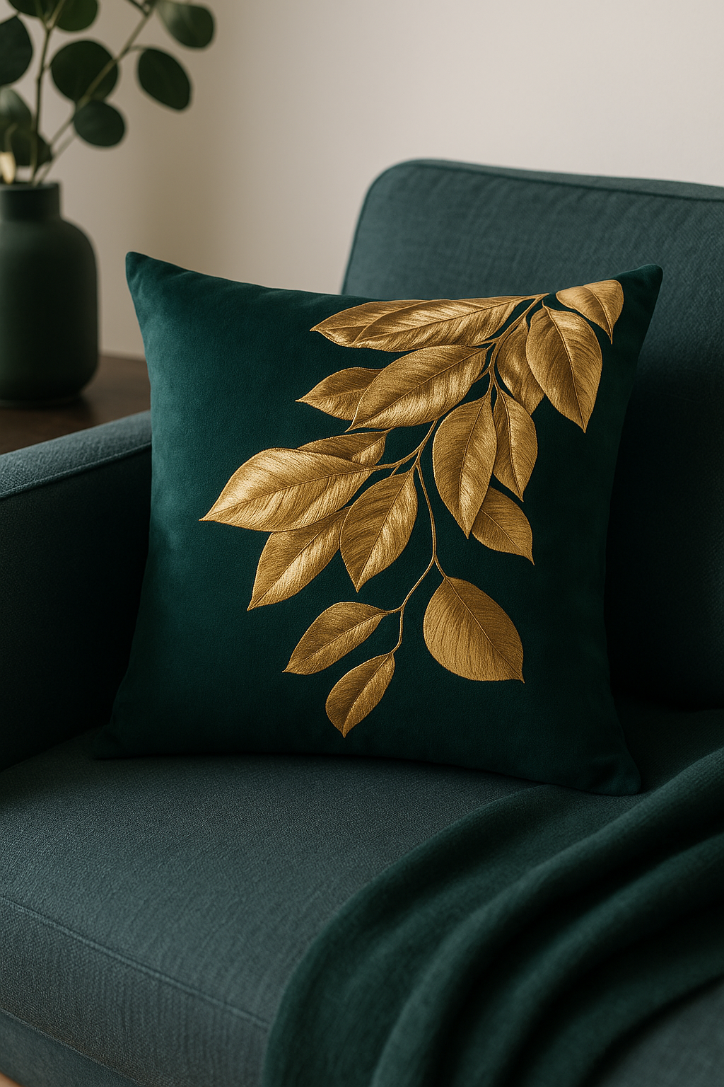 housse de coussin géométrique style ethnique or clair