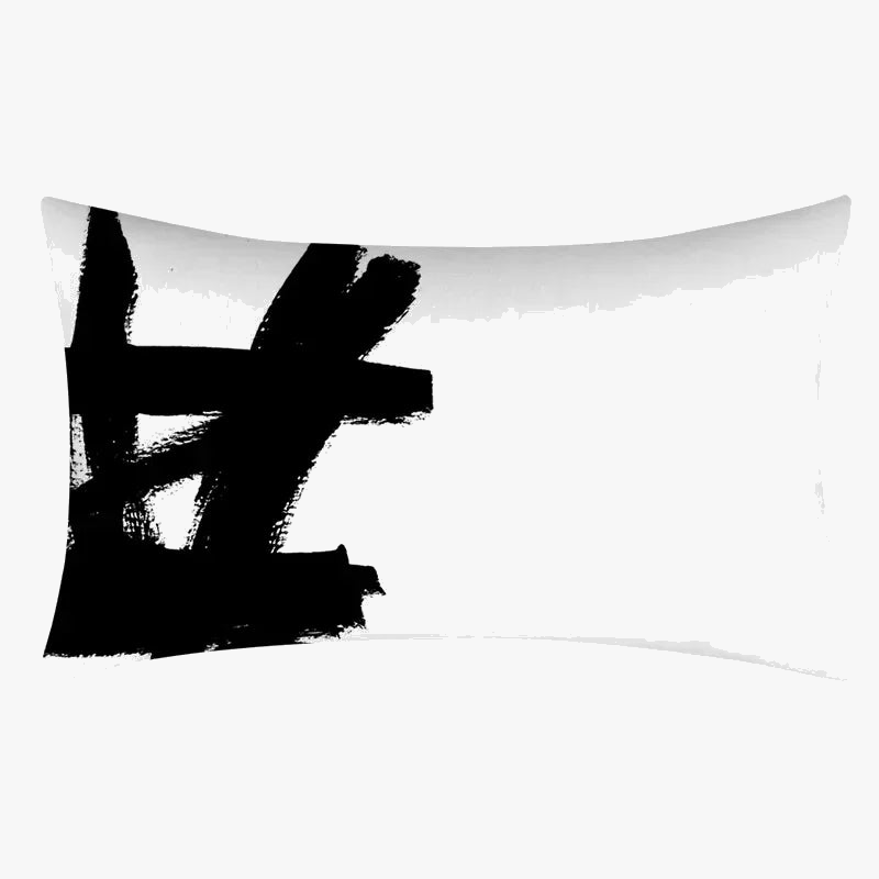 housse de coussin imprimé géométrique noir et blanc décoratif