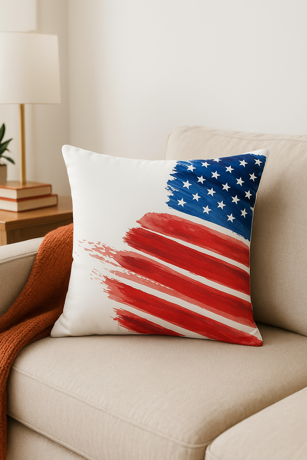housse de coussin imprimée love usa décorative pour le 4 juillet