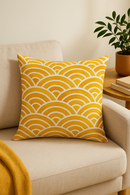 housse de coussin jaune carrée pour décoration intérieure