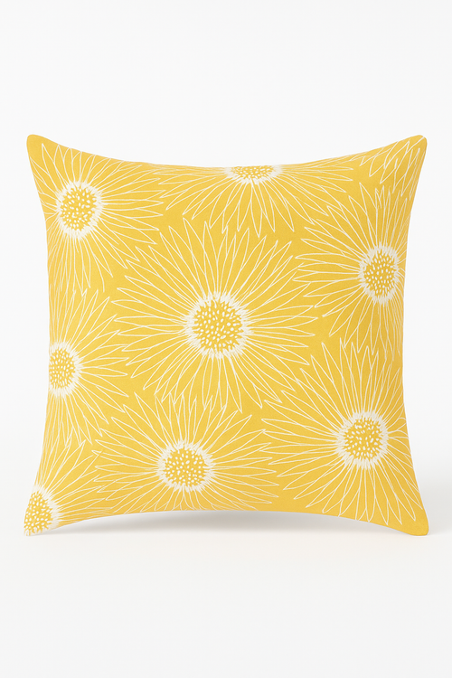 housse de coussin jaune carrée pour décoration intérieure