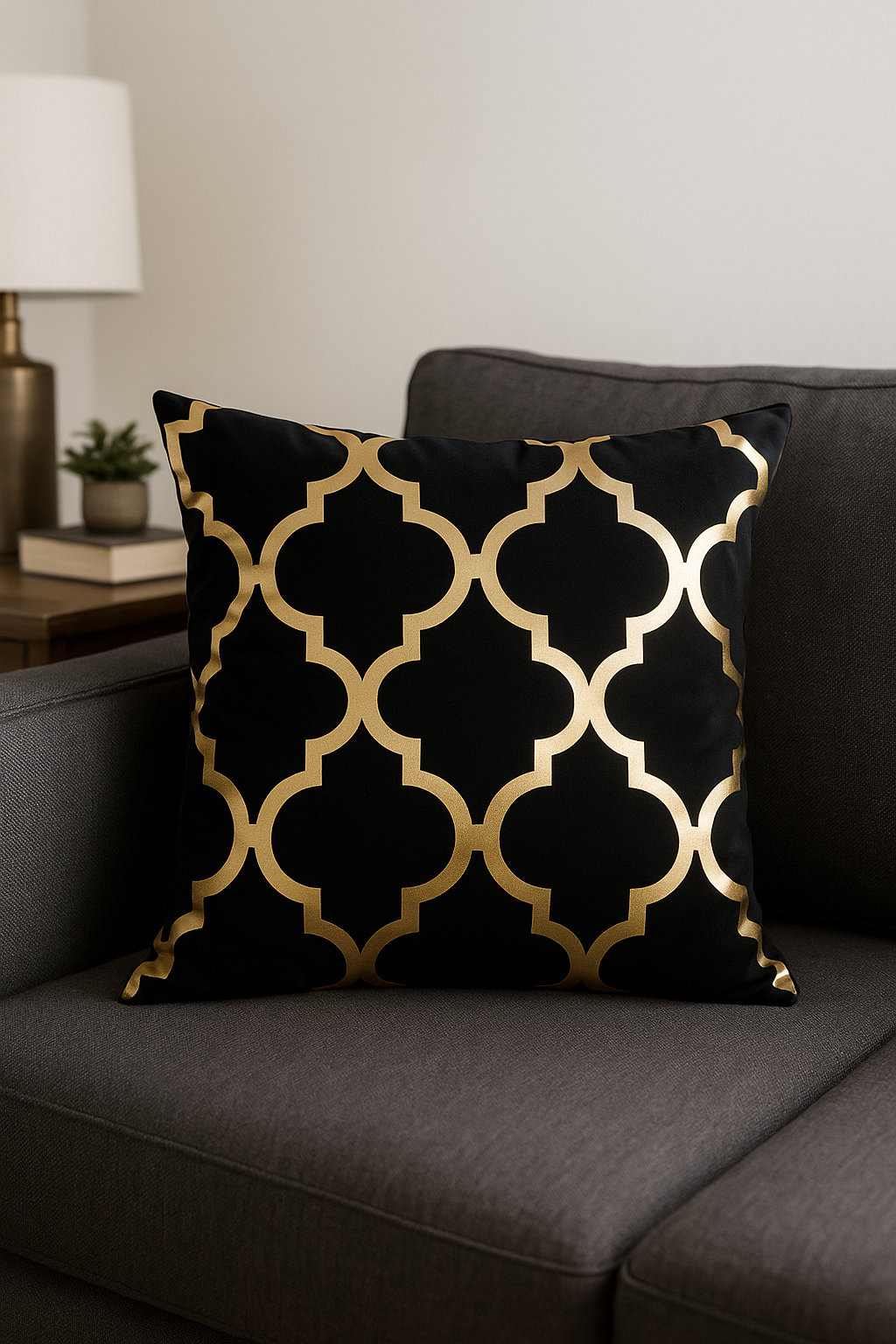 housse de coussin moderne motif géométrique feuille verte