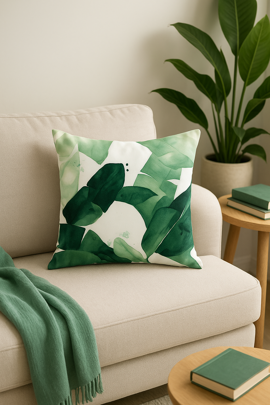 housse de coussin motif cactus monstera et feuilles tropicales - vue 3 sur 2