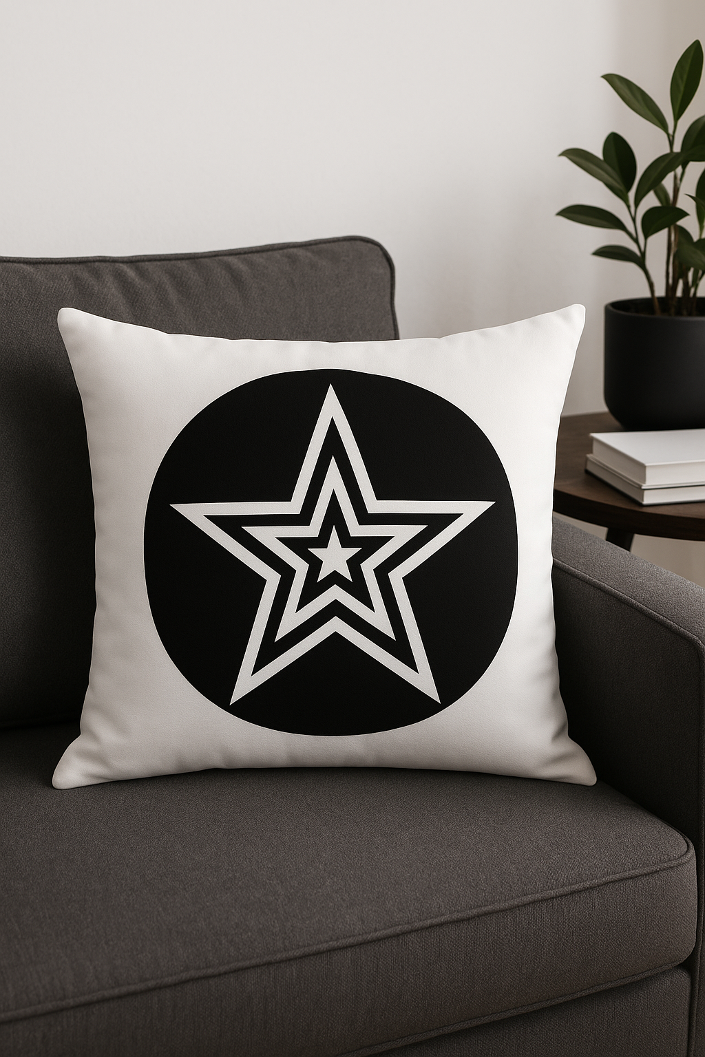 housse de coussin noir et blanc à motifs géométriques pour décoration intérieure