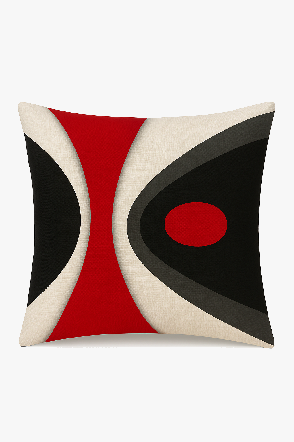 housse de coussin noire et rouge motif géométrique élégant