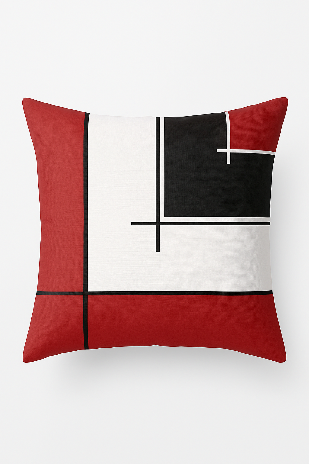 housse de coussin noire et rouge motif géométrique élégant