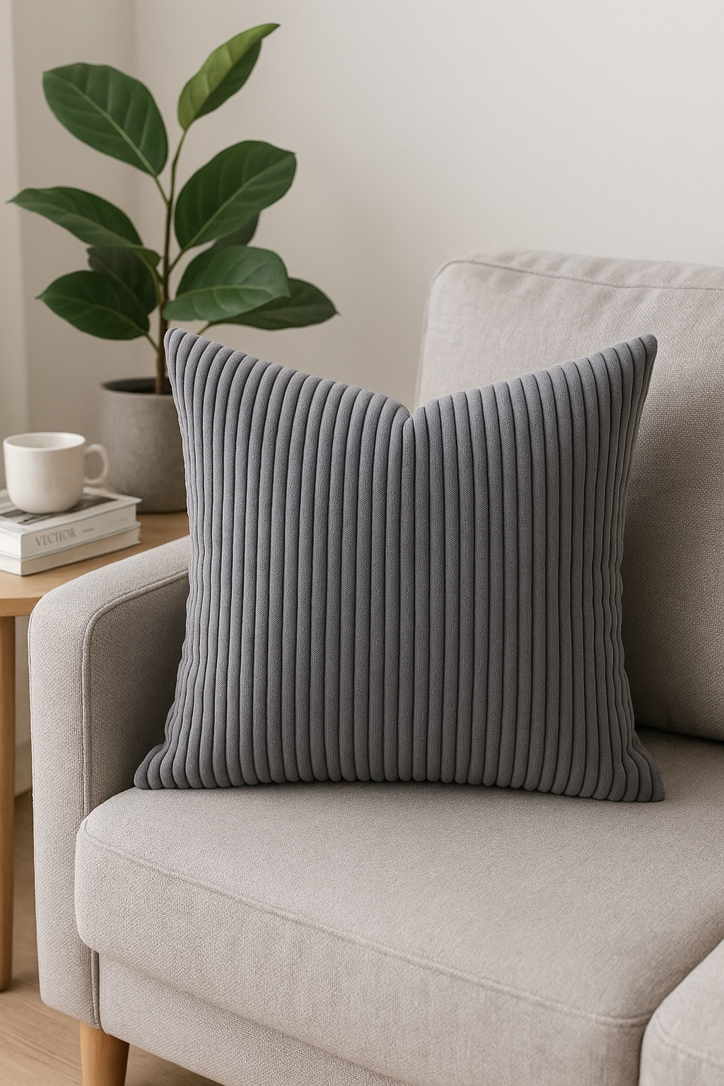 housse de coussin rayée velours côtelé personnalisée grande taille 65x65 70x70