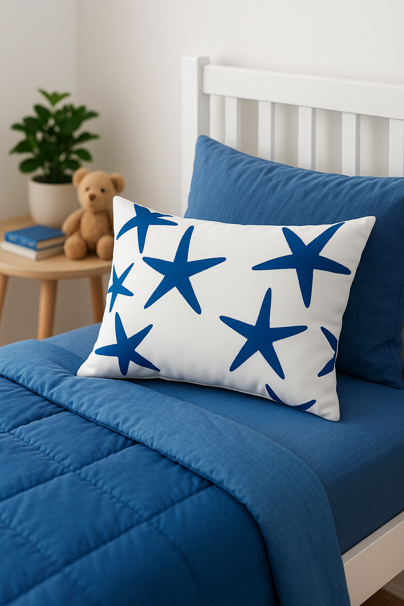 housse de coussin rectangulaire animaux marins bleus 30x50 cm