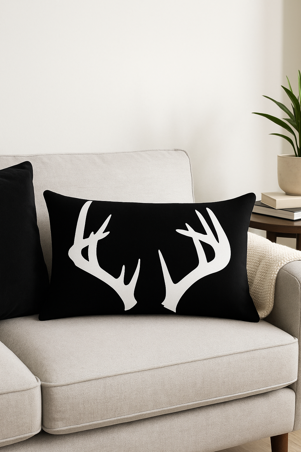 housse de coussin rectangulaire motif géométrique noir et blanc 30 x 50 cm