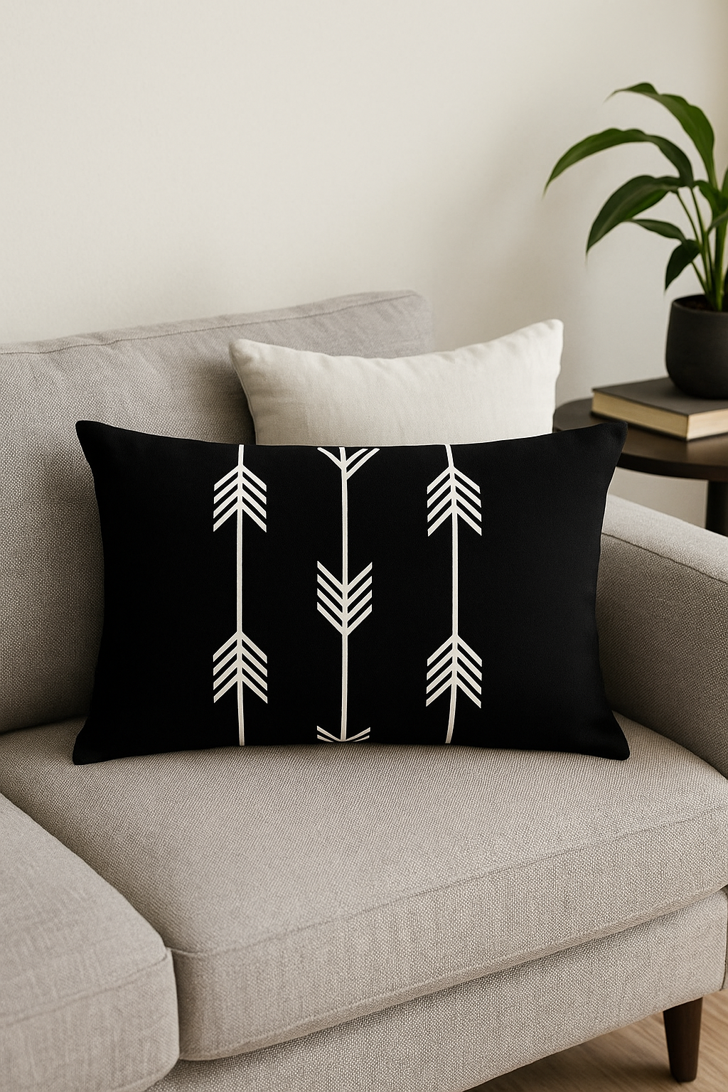 housse de coussin rectangulaire noir et blanc marbré 30 x 50 cm