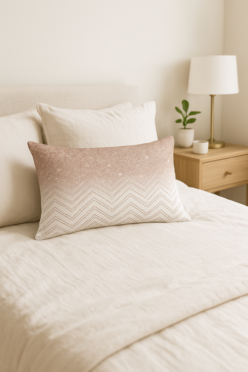 housse de coussin rose à motif géométrique décoratif pour la maison