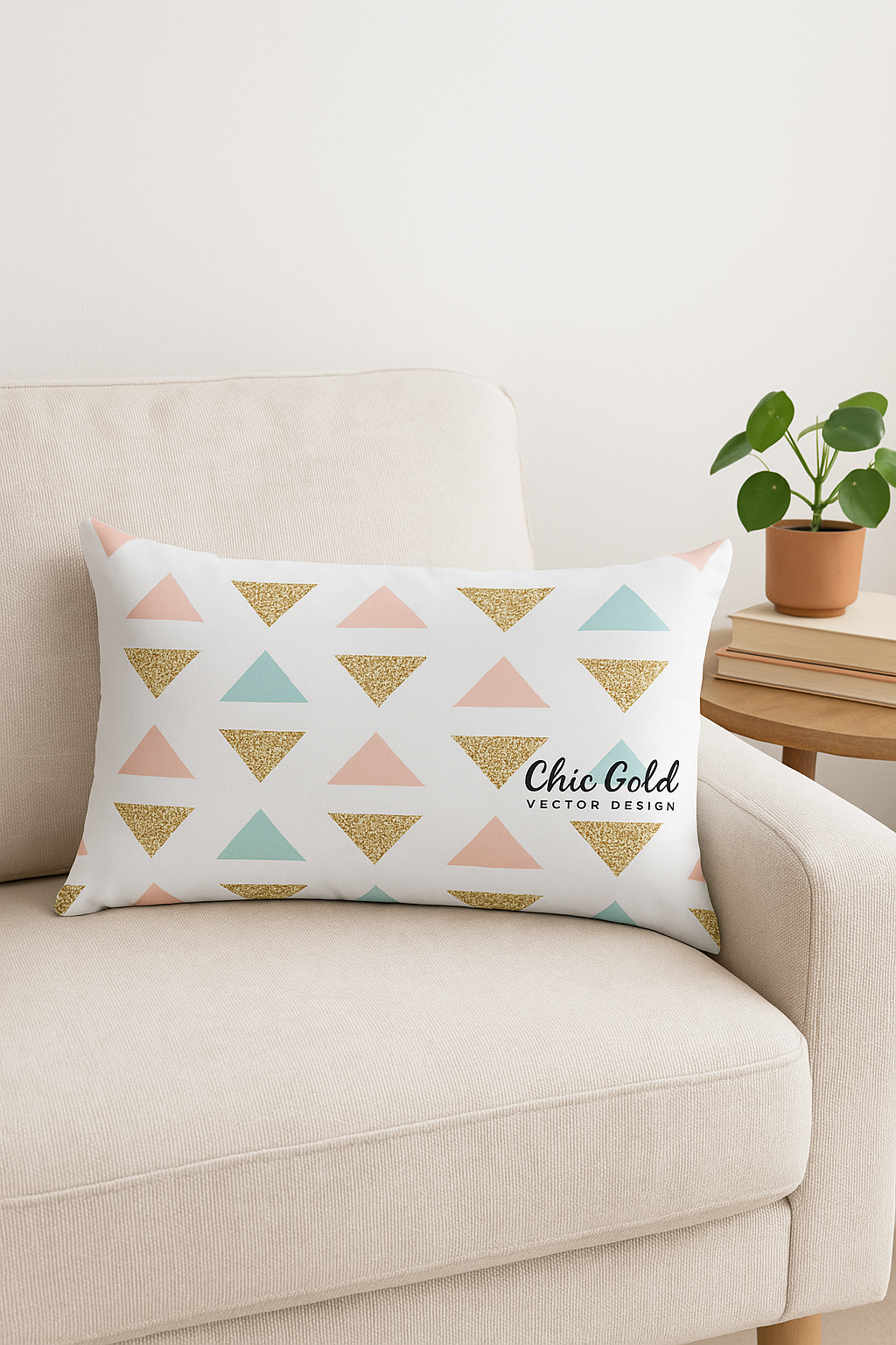 housse de coussin rose motif géométrique pour déco tendance