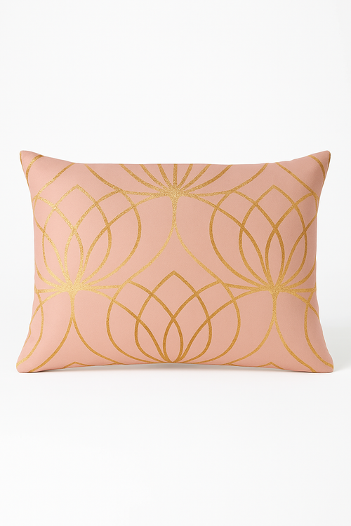 housse de coussin rose motif géométrique pour décoration intérieure