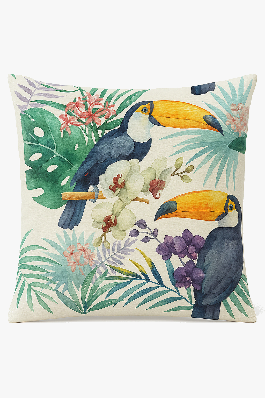 housse de coussin tropical avec motif perroquet coloré