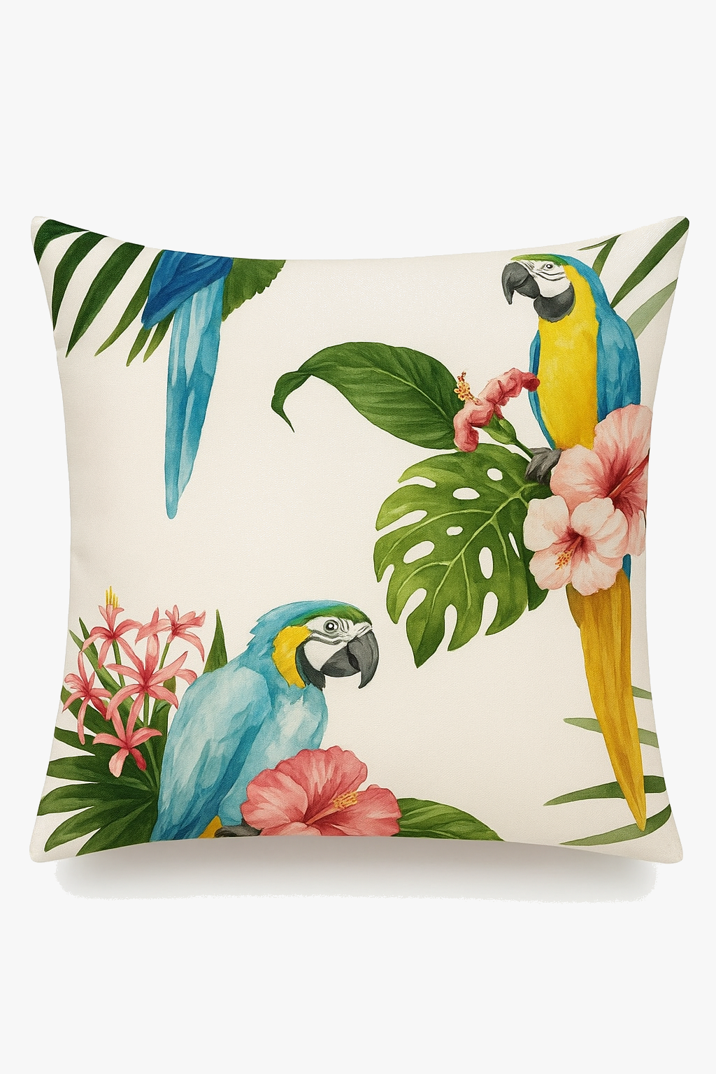 housse de coussin tropical motif perroquet coloré pour salon